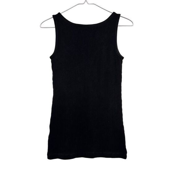 Caslon Easy Fit Scoop Neck Ribbed Cotton Blend Tank Top Black Small - Picture 2 of 3